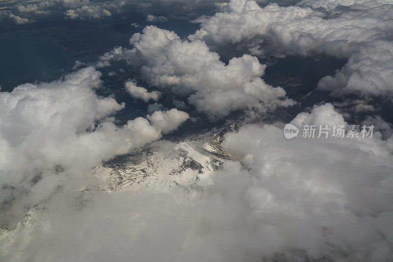 Large group of beautiful clouds above the stratosphere